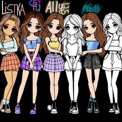 a group of girls realistic