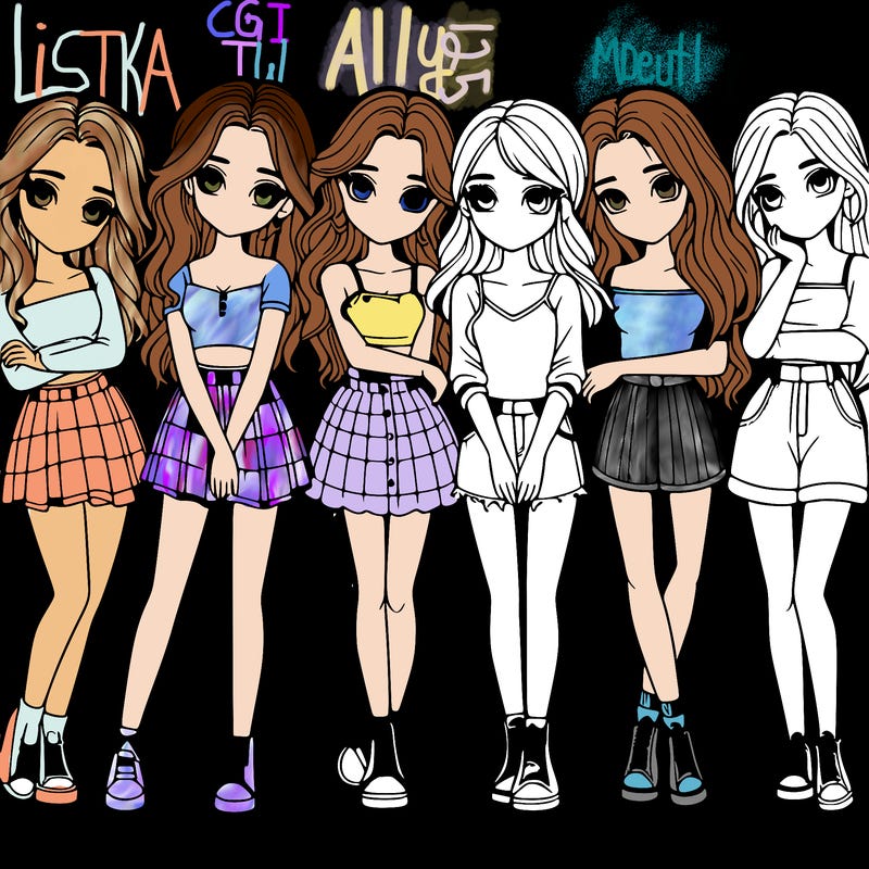 a group of girls realistic