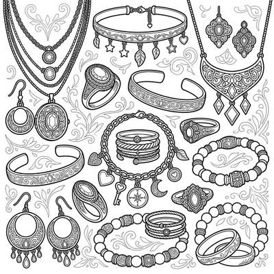 Discover a stunning array of silver jewelry, from elegant necklaces to sparkling rings and bracelets. Unleash your creativity and add a touch of personal brilliance to these intricate designs.