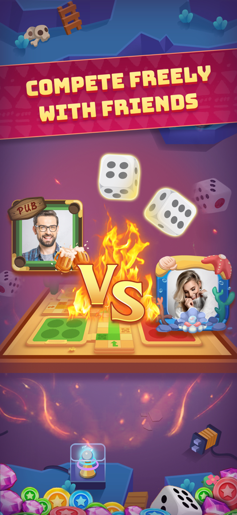 Ludo Land-Dice Board Game - Two players competing in Ludo Land dice board game versus mode