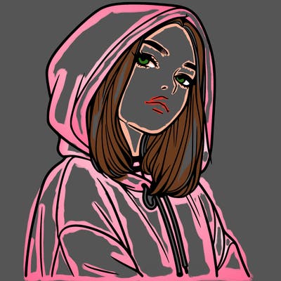 a realistic girl in a hoodie