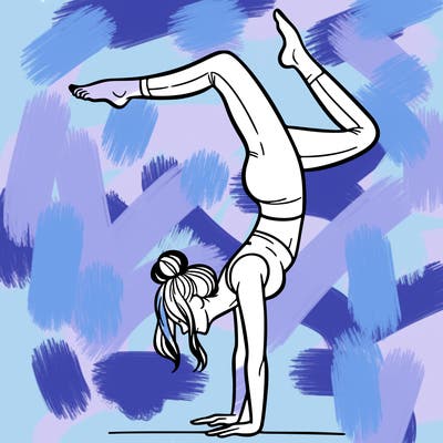 a woman doing a handstand