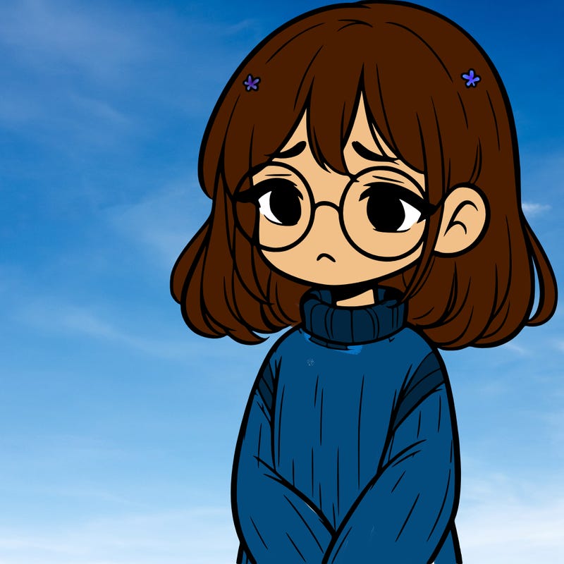 sad girl with glasses in a sweater