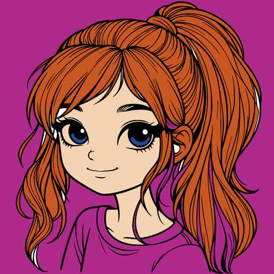 realistic girl with ponytail