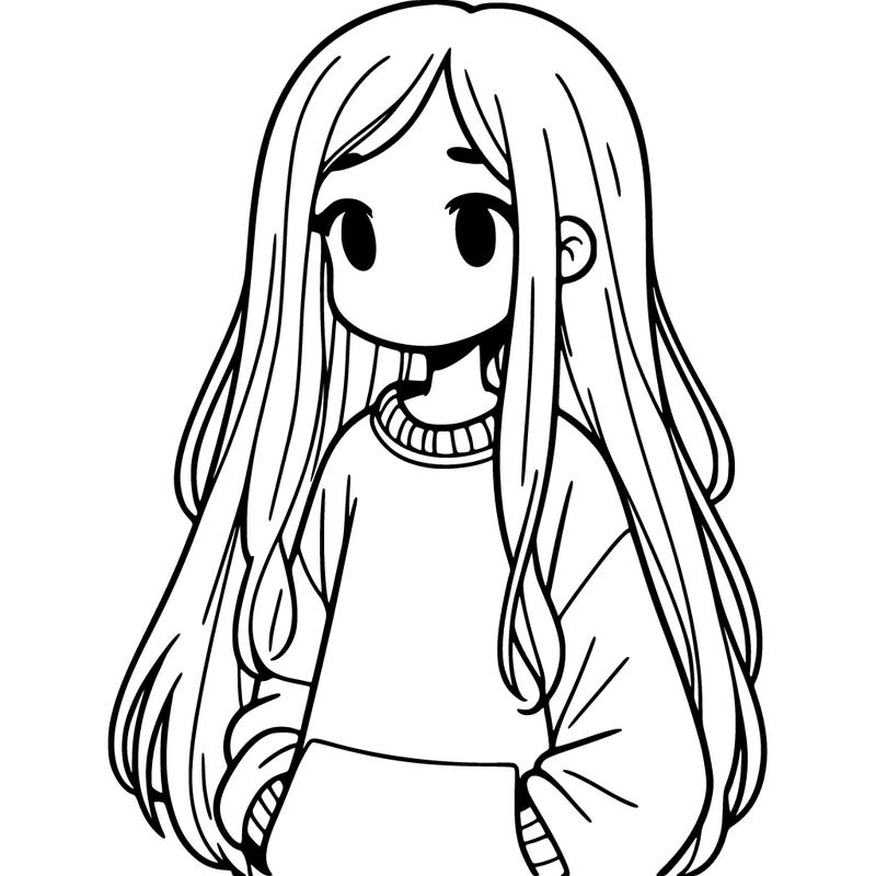 a girl in a sweatshirt with long hair