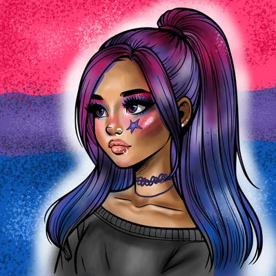 realistic girl with a high ponytail