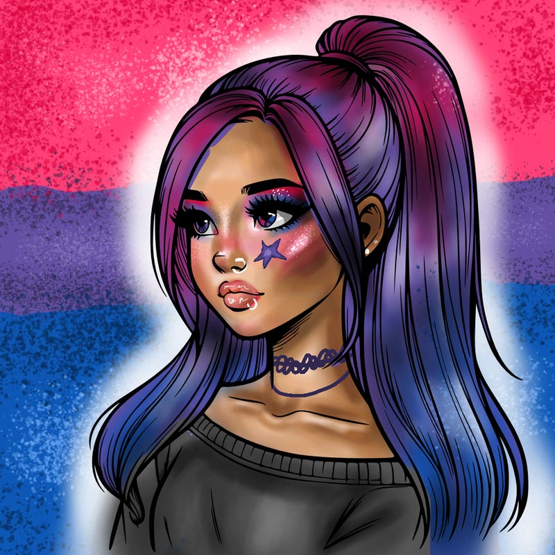 realistic girl with a high ponytail