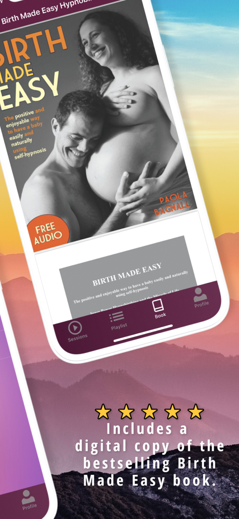 Screenshot of the Hypnobirthing app showing the digital version of the Birth Made Easy book by Paola Bagnall