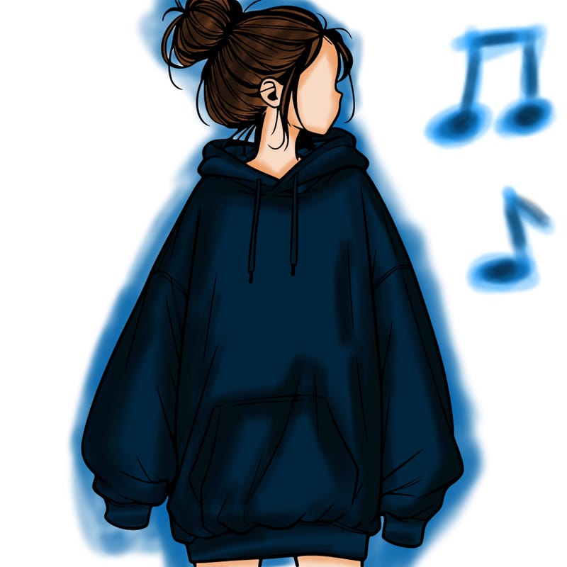 realistic girl with a oversized sweatshirt on and a bun