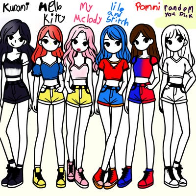 a group of girls wearing crop tops and shorts