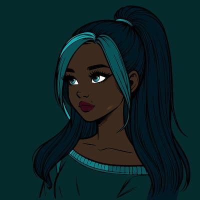 realistic girl with a high ponytail