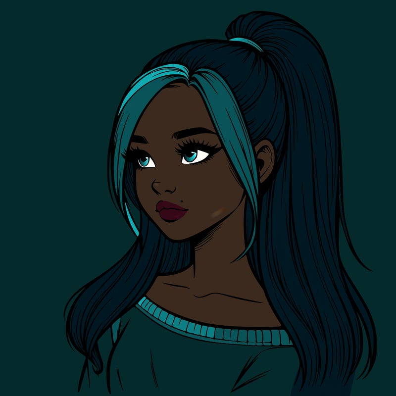 realistic girl with a high ponytail