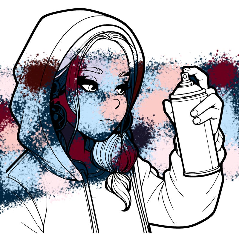 a realistic girl, spray painting