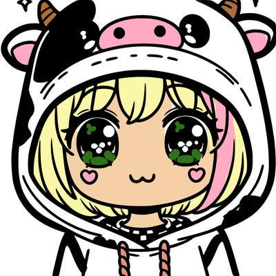 kawaii girl with cow hoodie
