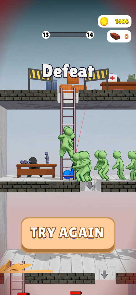 Dusk WarZ - Dusk WarZ game over screen showing a defeat message and try again button