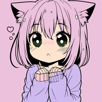 shy anime catgirl