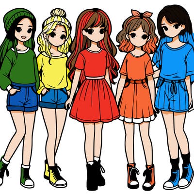 a group of five girls