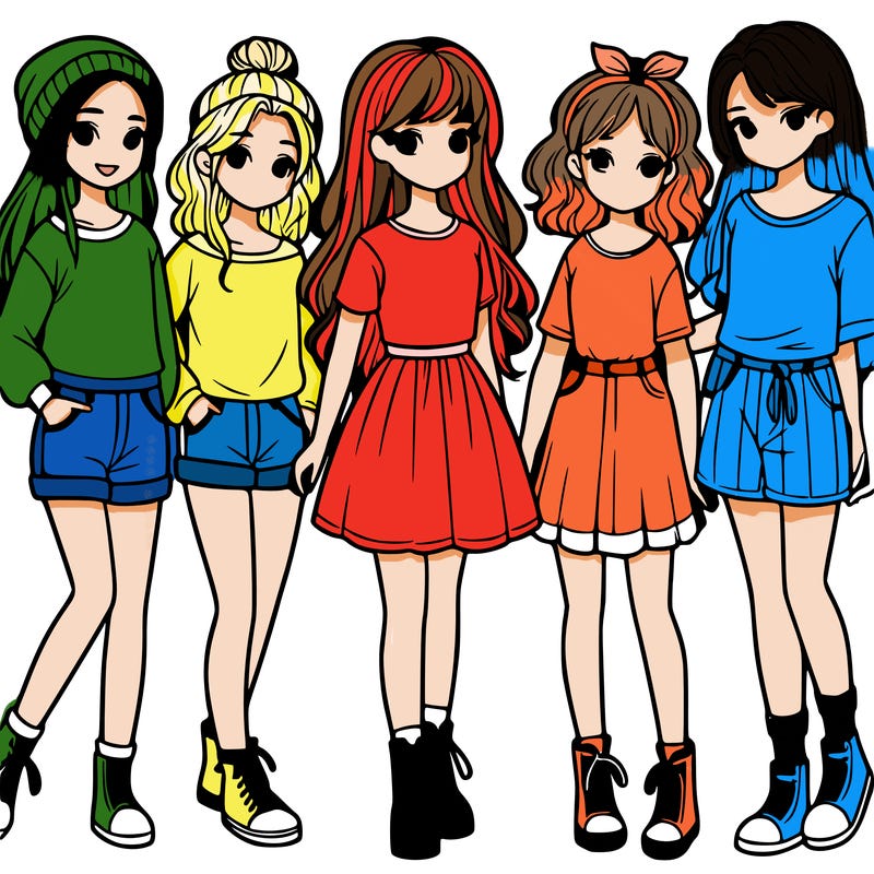 a group of five girls