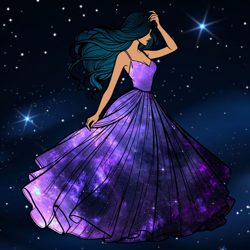 realistic woman with dress flowing in the wind