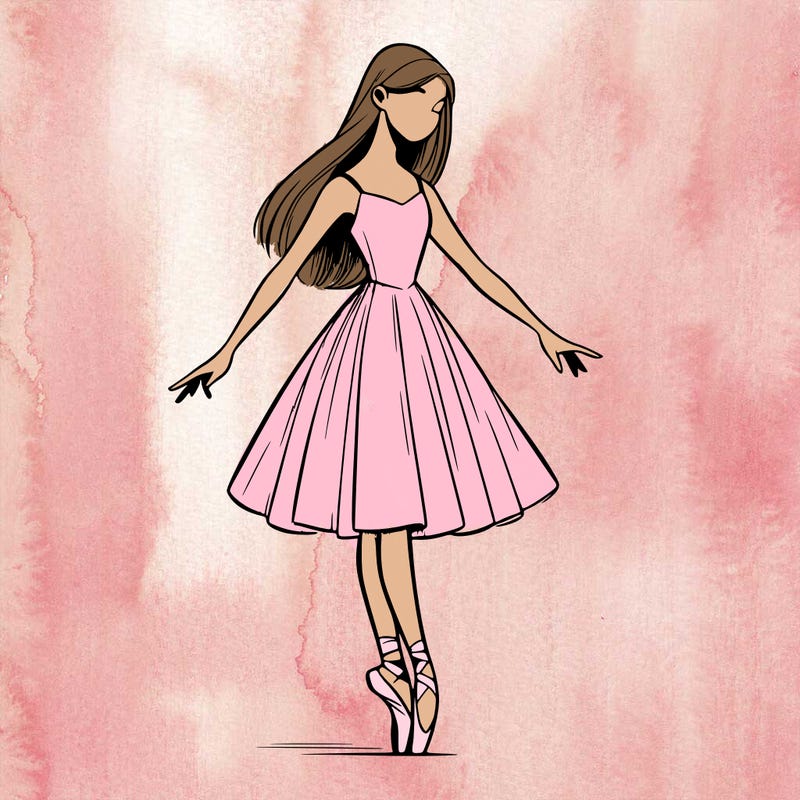 realistic ballerina with straight longish hair on pointe