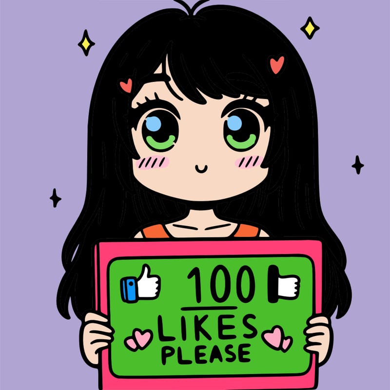 a girl with a sign saying 100 likes,please