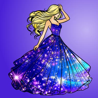 realistic woman with dress flowing in the wind