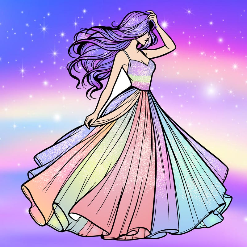 realistic woman with dress flowing in the wind