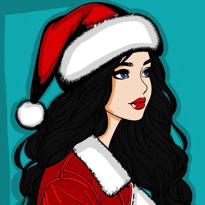 realistic girl in santa hat