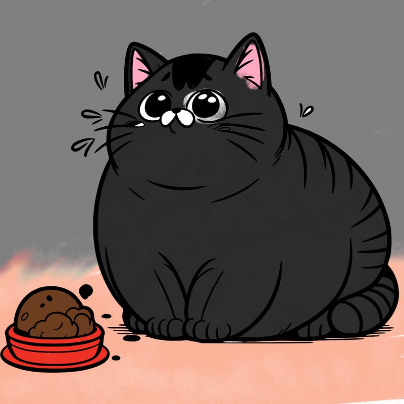 a big fat cat begging for food
