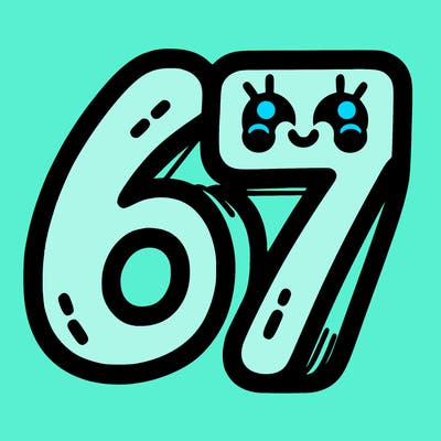 the numbers 67