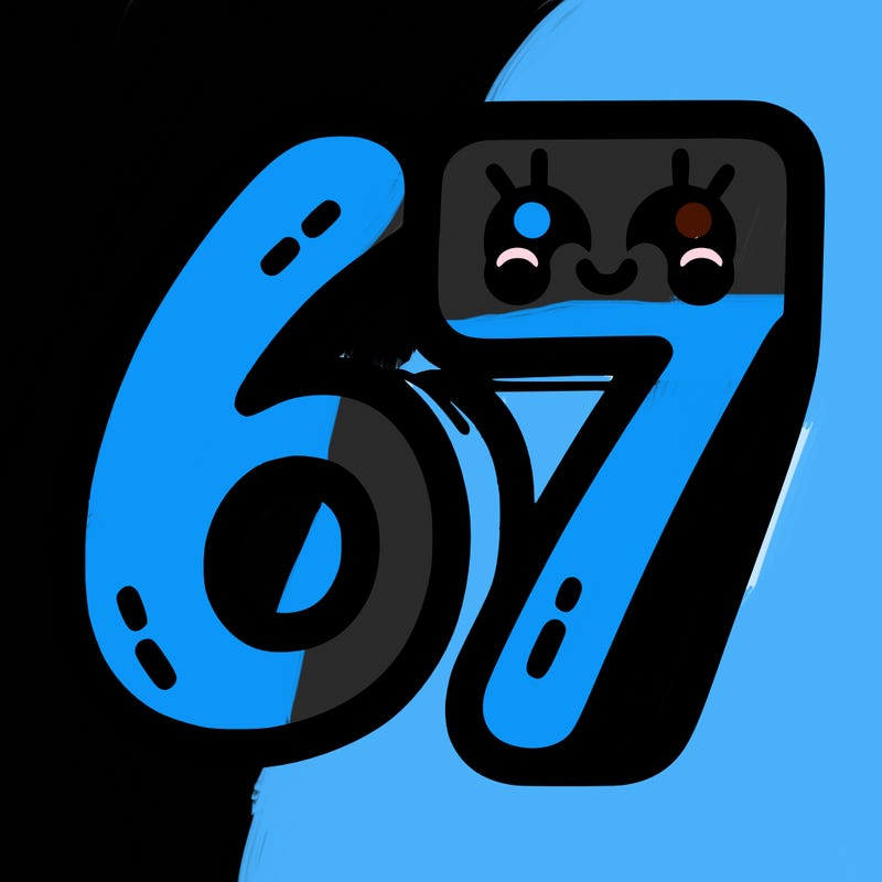 the numbers 67