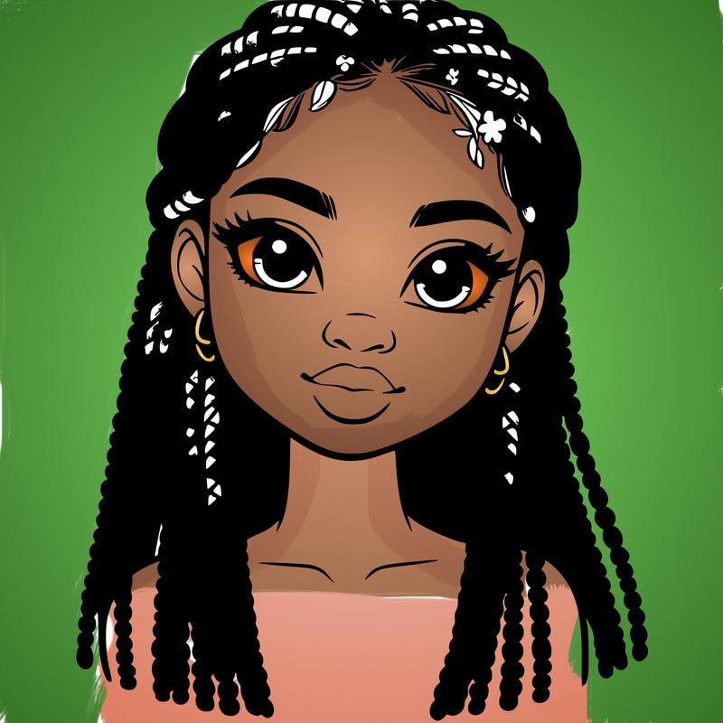 a realistic black girl with braids