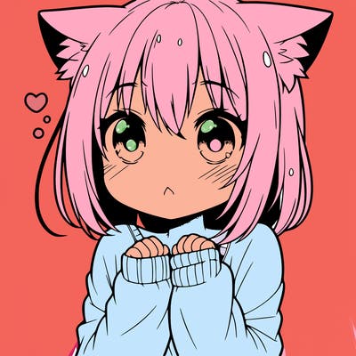shy anime catgirl