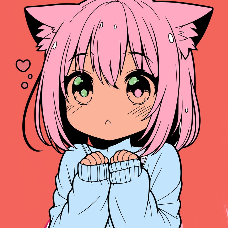 shy anime catgirl