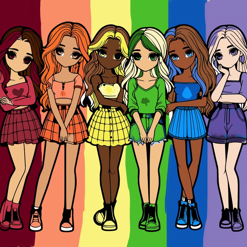 a group of girls realistic