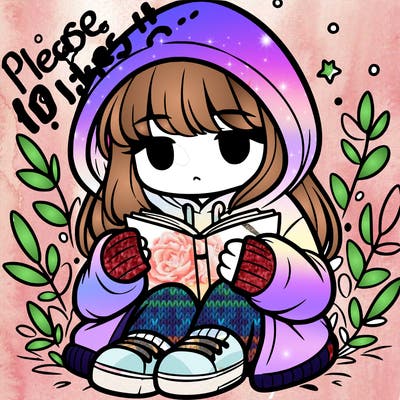 girl in oversized hoodie reading a book
