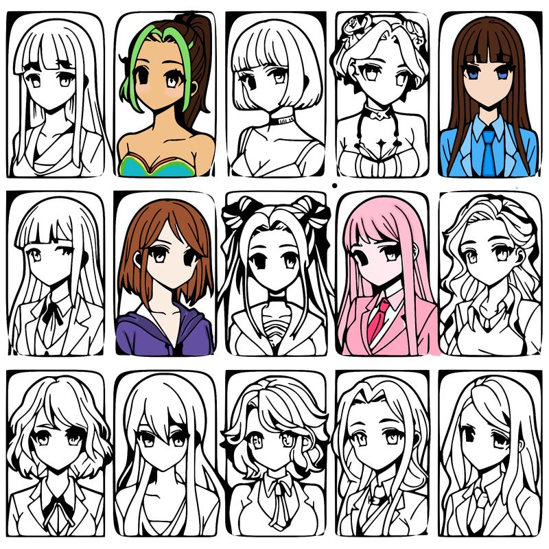 girls that look diffrent anime