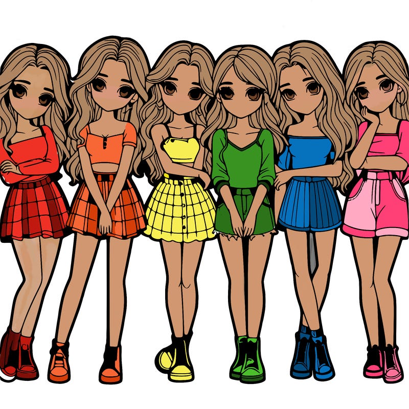 a group of girls realistic