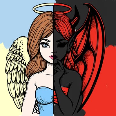 realistic angel half demon