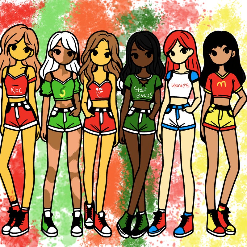 a group of girls wearing crop tops and shorts