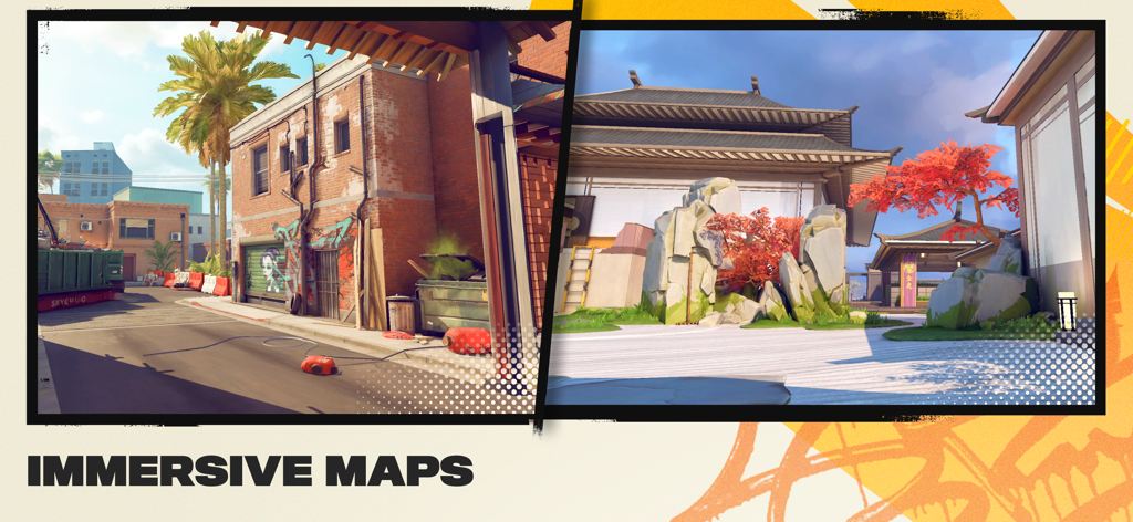 Urban Heat: FPS - Side-by-side comparison of urban and traditional Asian maps in Urban Heat FPS.