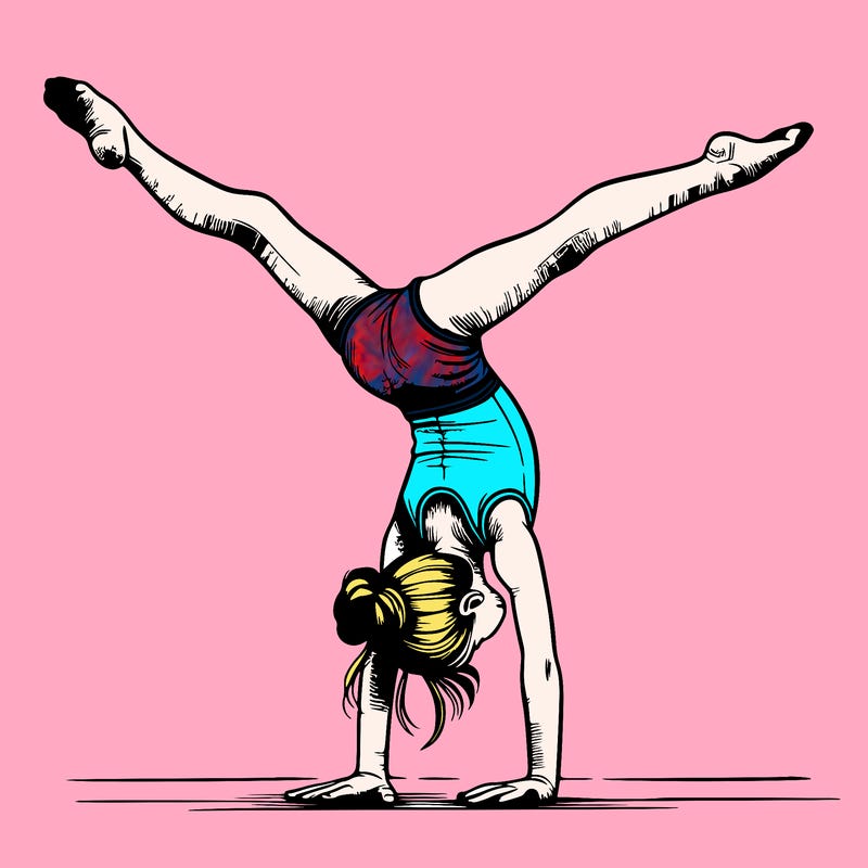realistic gymnastic hand stand girl in four splits
