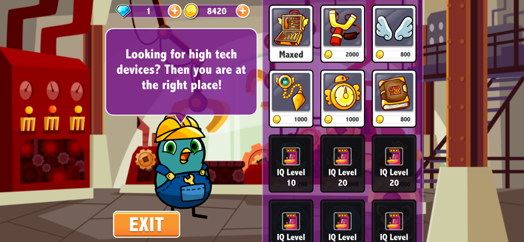 Duck Life 5: Treasure Hunt - Duck Life 5 Treasure Hunt shop menu showing various high tech gadgets and upgrades for the duck