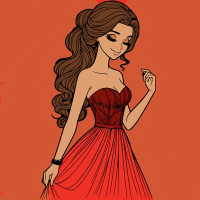 a realistic woman wearing an elegant dress