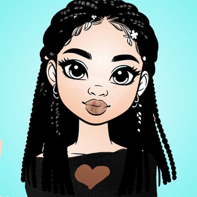 a realistic black girl with braids