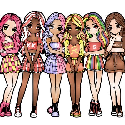 a group of girls realistic