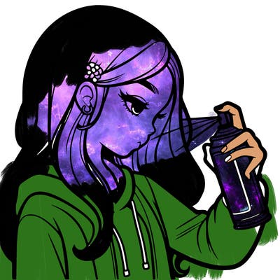 a realistic girl spray painting