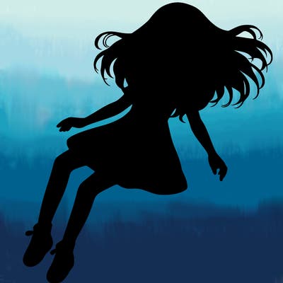 realistic girl floating