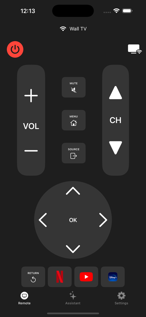 TV Remote • Universal Control - Interface de télécommande TV numérique avec des commandes de volume, de chaîne et de navigation pour les téléviseurs intelligents