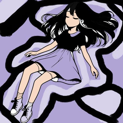 realistic girl floating